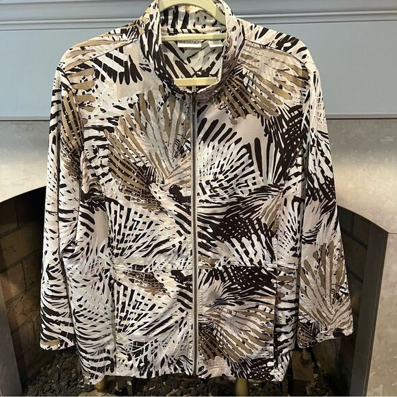 Chico's Brown and Black Utility Jacket with Bold Pattern size XL - Picture 1 of 4